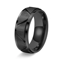 Minimalistischer 8mm schwarzer Titanstahlring mit gebürstetem Finish und Gravuren - US 6 / Schwarz