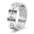 Unisex Edelstahl Hohlring mit kubanischem Kettendesign im minimalistischen Silberfinish - US 7 / Silber