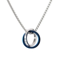 Minimalist double ring LOVE pendant necklace with blue and silver interlocking circles - 3mm 60cm Chain / Blue (With Chain)