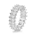 Eternity-Ring mit Zirkonia im Smaragdschliff in Silber-Fassung auf weißem Hintergrund - US 6 / Silber