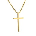 Klassieke gouden titanium stalen kruishanger ketting met gravure aan een box ketting - Hanger Ketting met Ketting / Goud