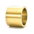 Minimalist wide 18K gold plated titanium steel ring with horizontal brushed metal finish - Gold