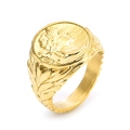 Anello con sigillo Cesare vintage in acciaio inossidabile dorato con moneta romana - US 7 / Oro