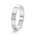 Minimalistischer 18K Weißgold Herzring mit drei Diamanten für Verlobungsgeschenke - US 6 / Silber