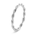 Vue détaillée d'une bague torsadée avec finitions métalliques alternées texturées et lisses - US 5 / Argenté