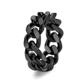 Polished black titanium steel curb link chain ring for men with punk style aesthetics - US 6 / Black