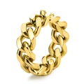 Polished gold Cuban link chain ring in stainless steel for a minimalist punk style look - US 6 / Gold