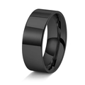 Primer plano de un anillo ancho de acero inoxidable negro pulido con acabado brillante - US 6 / Negro