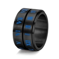Anello rotante in acciaio al titanio nero con numeri romani blu per alleviare lo stress - US 7 / Nero