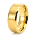 Herrenring aus goldenem Titanstahl mit mattierter Oberfläche und polierten Kanten - US 6 / Gold