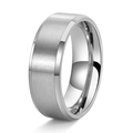 Minimalistischer Titanstahlring in Silber mit gebürsteter Textur und polierten Kanten - US 6 / Silber