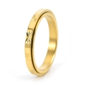 Polished 3mm rotating stainless steel ring in 18K gold finish with star pattern - US 5 / Gold