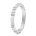 Minimalist silver gear-shaped ring with textured industrial finish and polished inner band - US 5 / Silver
