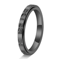 Rotating black stainless steel ring with engraved star patterns and 18K gold finish - US 5 / Black