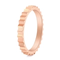 Unisex irregular gear-shaped ring in rose gold finish with polished stainless steel texture - US 5 / Rose Gold