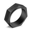 Bague rotative en acier titane noir de forme hexagonale avec gravures Hope et Faith - US 6 / Noir