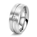 Anillo de acero de titanio cepillado para hombre con cristal cuadrado incrustado - US 7 / Color Acero