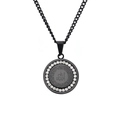 18K gold plated black stainless steel religious pendant with clear rhinestones and Arabic calligraphy - Black [Pendant Only]