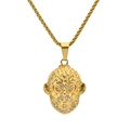 Hip hop style gold plated monkey king pendant necklace with sparkling cubic zirconia crystals - Pendant Only (Without Chain) / Gold Without Enamel