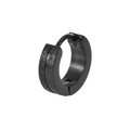 Men's black titanium steel hoop earring with contrast matte sandblasted and polished finish - Black