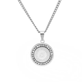 Silver Allah round pendant necklace with cubic zirconia and Cuban chain in 18K gold plated - Silver Color [Pendant Only]