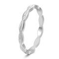 Silberfarbener Ring mit asymmetrischem Geflecht und Wellendesign für Damen Schmuck - US 5 / Gespleißter Twist-Wave-Stil / Stahlfarbe