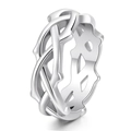 Detailed close-up of a silver thorn vine ring featuring intricate hollow woven design - US 7 / Steel