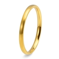 Detailed close-up of a 2mm minimalist matte gold titanium steel ring with a polished inner band - US 7 / 2mm / Gold