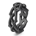 Matte black stainless steel ring with hollow thorn vine design and gothic branch texture - US 7 / Black
