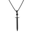 Collana gotica con ciondolo a spada nera in acciaio al titanio e catena box da uomo - Con Catena Box Spessa 3,0 mm Lunga 60 cm / Nero