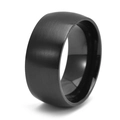 Close-up of matte brushed black titanium steel ring with polished inner surface - US 7 / 10mm / Black
