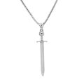 Collana con ciondolo a spada gotica in acciaio inossidabile argento con teschio - Con Catena Box Spessa 3,0 mm Lunga 60 cm / Color Acciaio