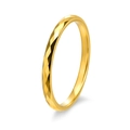 Macro detail of gold tungsten ring featuring geometric faceted cut texture and mirror finish - US 5 / 2mm / Gold