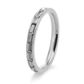 Macro shot of titanium steel eternity band with baguette cut diamonds in silver finish - Silver [White Zirconia]