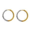 Gold-Silber-Ohrringe mit eingraviertem Rautenmuster und glänzendem Metall-Finish - Außendurchmesser 13MM / Zweifarbig (Gold & Silber)