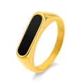 Anello con sigillo minimalista in acciaio inossidabile dorato 18K e conchiglia nera - US 5 / Oro Conchiglia Nera