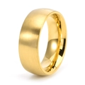 Macro detail of gold brushed steel ring showing matte exterior and polished inner band - US 7 / 8mm / Gold