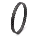 Bracciale in acciaio al titanio nero opaco con rilievo a foglia e chiusura 18k - Nero