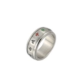 Anello rotante Mahjong in acciaio inossidabile argento con caratteri rossi e verdi - US 7 / Stile Acciaio Thirteen Orphans