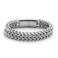 Herren-Doppelschicht-Titanstahl-Armband mit Weizengliederkette und polierter Schnalle - 20cm