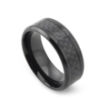 Men's 8mm black stainless steel ring with grey carbon fiber inlay and polished finish - US 7 / Black