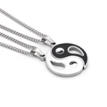 Retro stainless steel yin yang pendants with matching chains for couples, balanced design - Silver Black Pendant Only (Without Chain)