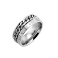 Nordischer Wikinger Spinner-Ring für Herren mit drehbarer Kette und Runengravur - US 7 / Stahlfarbe