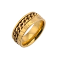 Goldener Wikinger-Ring aus Edelstahl mit drehbarer Kette und nordischen Runen - US 7 / Gold