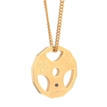 Gouden halter schijf hanger ketting met Live Fit gravure en stevige gourmet schakel - Goudkleur Met Strass Met Ketting