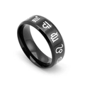 Anillo de acero de titanio negro para hombre con signos del zodiaco grabados - Negro