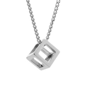 Collier avec pendentif cube creux minimaliste en acier inoxydable argenté pour hommes et femmes - Pendentif Seul (Sans Chaîne) / Argenté