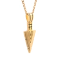 Detailed view of golden arrow pendant with tribal patterns and matching link chain - Pendant Only / Gold Color - Pendant Only
