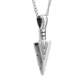 Arrowhead pendant necklace in titanium steel with black etched geometric tribal patterns - Pendant Only / Silver (Pendant Only)