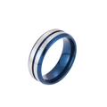 Herrenring aus gebürstetem Titanstahl mit blauer Nut und Innenbeschichtung - US 6 / Blau